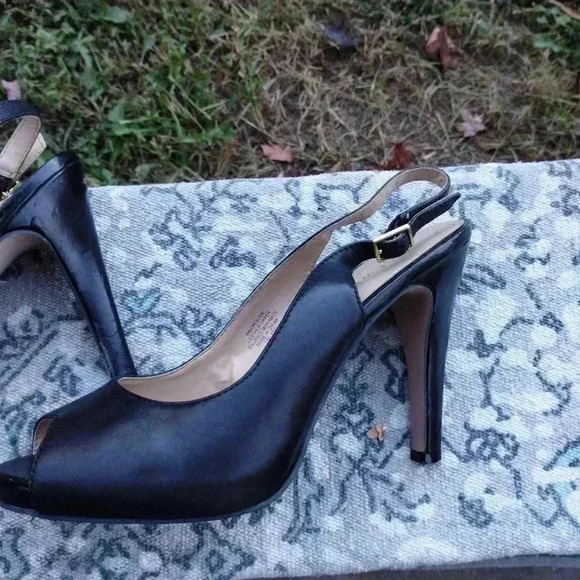 Nine West Snowball Heels Slingback Pump in Black Open Toe/Peep-toe - Picture 6 of 10